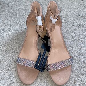 Madden cream and rhinestone low heels